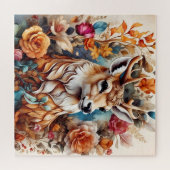 Schöner Stag inmitten von Blume Puzzle (Horizontal)