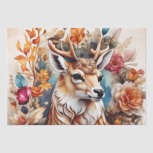 Schöner Stag inmitten von Blume Seidenpapier