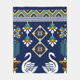 Schöner Stamm ukrainisch geometrisch ethnisch Fleecedecke