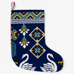 Schöner Stamm ukrainisch geometrisch ethnisch Kleiner Weihnachtsstrumpf
