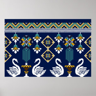 Schöner Stamm ukrainisch geometrisch ethnisch Poster