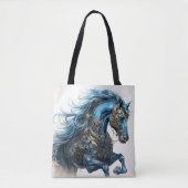 Schöner Steampunk-Hengst Blau Schwarz Tasche (Vorderseite)