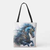 Schöner Steampunk-Hengst Blau Schwarz Tasche (Rückseite)