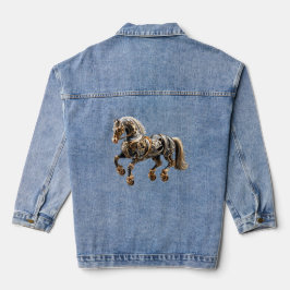 Schöner Steampunk-Hengst Gold Schwarz Jeansjacke