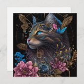 Schöner Steampunk Maine Coon mit Blume KI Art (Vorne/Hinten)