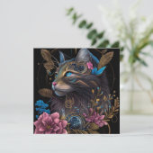 Schöner Steampunk Maine Coon mit Blume KI Art (Stehend Vorderseite)