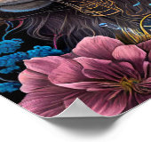 Schöner Steampunk Maine Coon mit Blume KI Art Poster (Ecke)