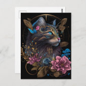 Schöner Steampunk Maine Coon mit Blume KI Art Postkarte (Vorne/Hinten)