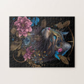 Schöner Steampunk Maine Coon mit Blume KI Art Puzzle (Horizontal)
