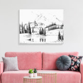 Schöner Stift Zeichnend Berg Rainier Leinwanddruck (Insitu (Wohnzimmer))