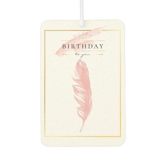 Schöner Stift Zeichnend Rosa Feather Geburtstag Autolufterfrischer (Vorderseite)