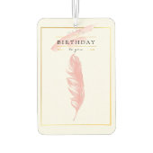 Schöner Stift Zeichnend Rosa Feather Geburtstag Autolufterfrischer (Rückseite)