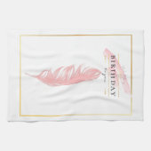 Schöner Stift Zeichnend Rosa Feather Geburtstag Geschirrtuch (Horizontal)