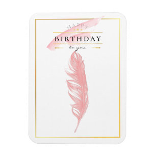 Schöner Stift Zeichnend Rosa Feather Geburtstag Magnet