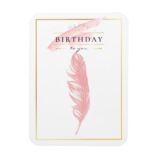 Schöner Stift Zeichnend Rosa Feather Geburtstag Magnet (Vertikal)