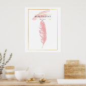 Schöner Stift Zeichnend Rosa Feather Geburtstag Poster (Küche)