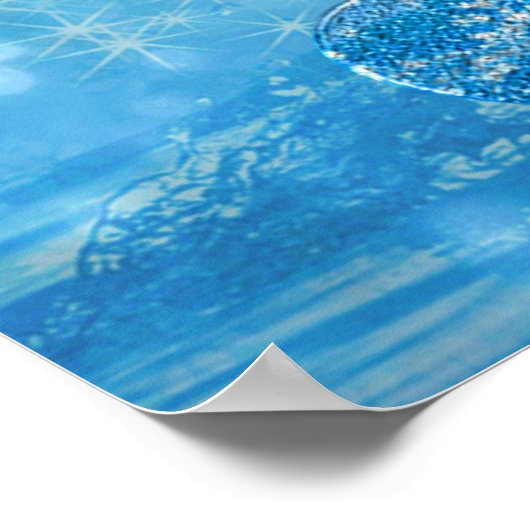 Schöner strahlender blauer Kleber Poster (Ecke)