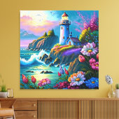 schöner Strand für Leuchtturmliebhaber Leinwanddruck (Insitu (Wohnzimmer))