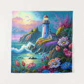 schöner Strand für Leuchtturmliebhaber Wandteppich (Vorderseite)