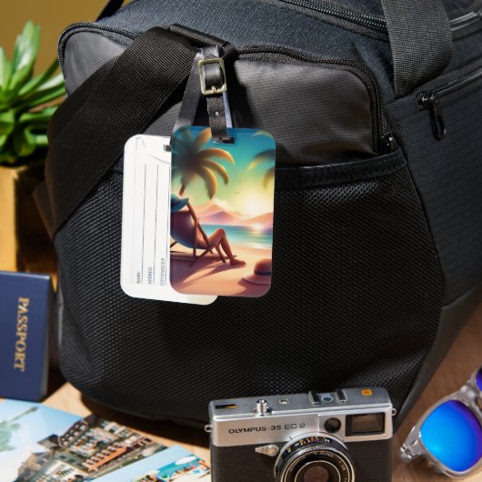 schöner Strand Gepäckanhänger (Vorderseite & Rückseite)