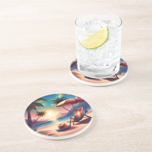 schöner Strand Getränkeuntersetzer (Seite)