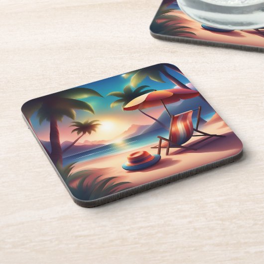 schöner Strand Getränkeuntersetzer (Linke Seite)