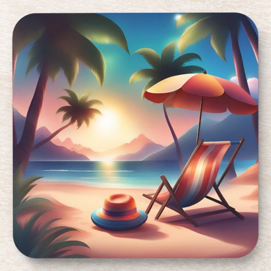 schöner Strand Getränkeuntersetzer (Vorderseite)