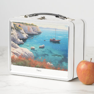 Schöner Strand in Griechenland Metall Brotdose