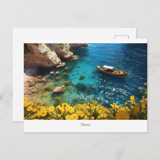 Schöner Strand in Griechenland Postkarte (Vorne/Hinten)