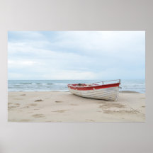 Schöner Strand Kleines Boot Blue Ocean Blue Sky