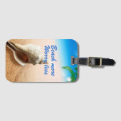 Schöner Strand mehr Sorgen weniger Gepäckanhänger (Vorderseite (Horizontal))