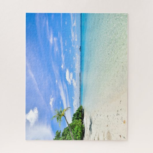 Schöner Strand mit Palmen und tropischen Inseln Puzzle (Vertikal)