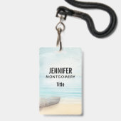 Schöner Strand mit Rowboat & Fishing Net Ausweis (Vorderseite mit Lanyard)