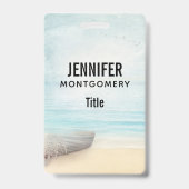 Schöner Strand mit Rowboat & Fishing Net Ausweis (Rückseite)