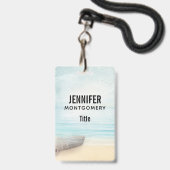 Schöner Strand mit Rowboat & Fishing Net Ausweis (Rückseite mit Lanyard)