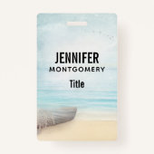 Schöner Strand mit Rowboat & Fishing Net Ausweis (Rückseite)