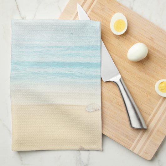 Schöner Strand mit Rowboat & Fishing Net Geschirrtuch (Viertel Falte)