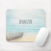 Schöner Strand mit Rowboat & Fishing Net Mousepad (Mit Mouse)