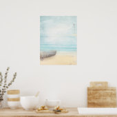 Schöner Strand mit Rowboat & Fishing Net Poster (Küche)