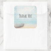 Schöner Strand mit Rowboat & Fishing Net Quadratischer Aufkleber (Tasche)