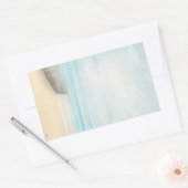 Schöner Strand mit Rowboat & Fishing Net Rechteckiger Aufkleber (Umschlag)