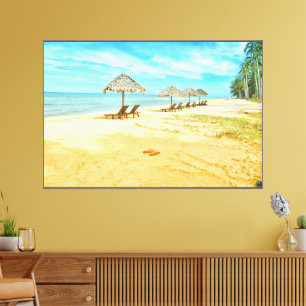 Schöner Strand mit Schlafen Umbreso Espresso Leinwanddruck