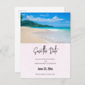 Schöner Strand mit tropischer Destination Save the Einladungspostkarte (Vorne/Hinten)