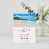 Schöner Strand mit tropischer Destination Save the Einladungspostkarte (Stehend Vorderseite)