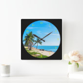 Schöner Strand ohne Ende Quadratische Wanduhr (Zuhause)