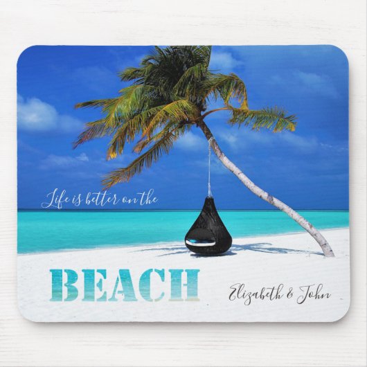 Schöner Strand, Palm, Personalisiert Mousepad (Vorne)