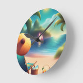 schöner Strand Runde Wanduhr (Winkel)