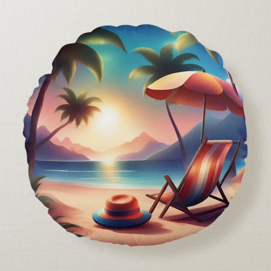 schöner Strand Rundes Kissen (Vorderseite)