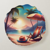 schöner Strand Rundes Kissen (Rückseite)