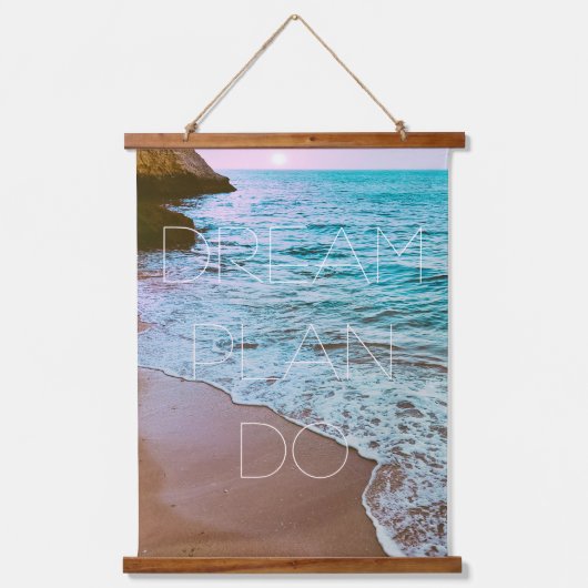 Schöner Strand Sonnenuntergang Wandteppich Mit Holzrahmen (Vorderseite)